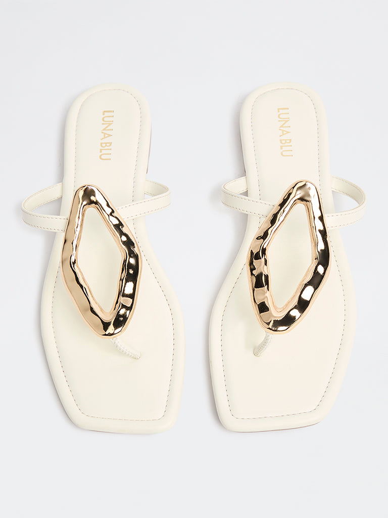 LUNA BLU White Metallic Detailed Slides