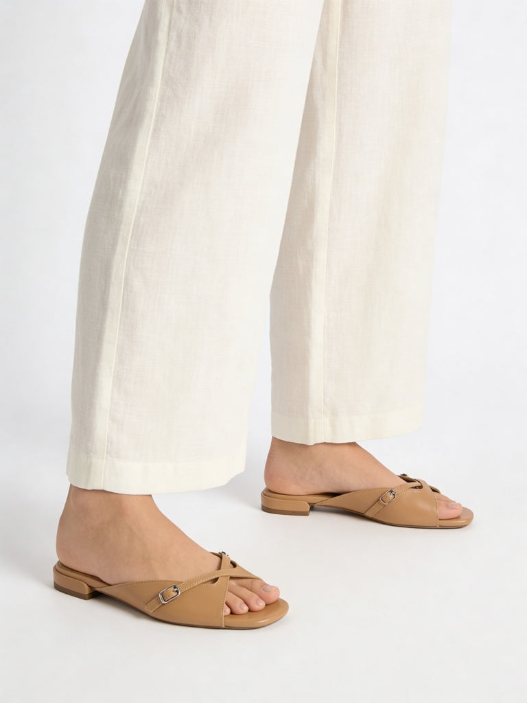LUNA BLU Beige Buckle Detailed Sandals