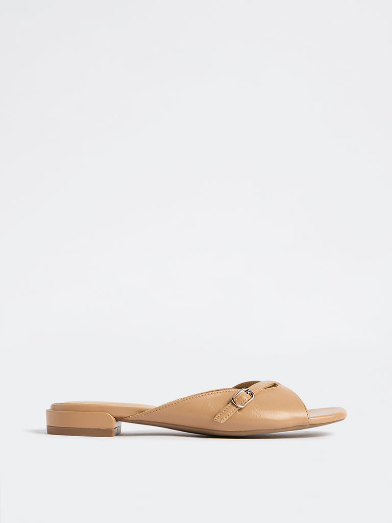 LUNA BLU Beige Buckle Detailed Sandals