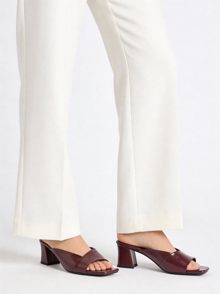 LUNA BLU Burgundy Mule-Heel Sandals