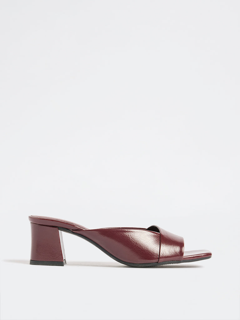 LUNA BLU Burgundy Mule-Heel Sandals