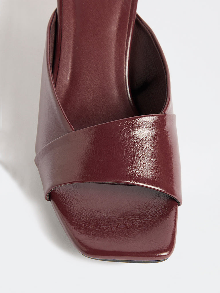LUNA BLU Burgundy Mule-Heel Sandals