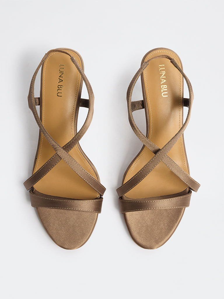 LUNA BLU Taupe Criss-Cross Detailed Sandals