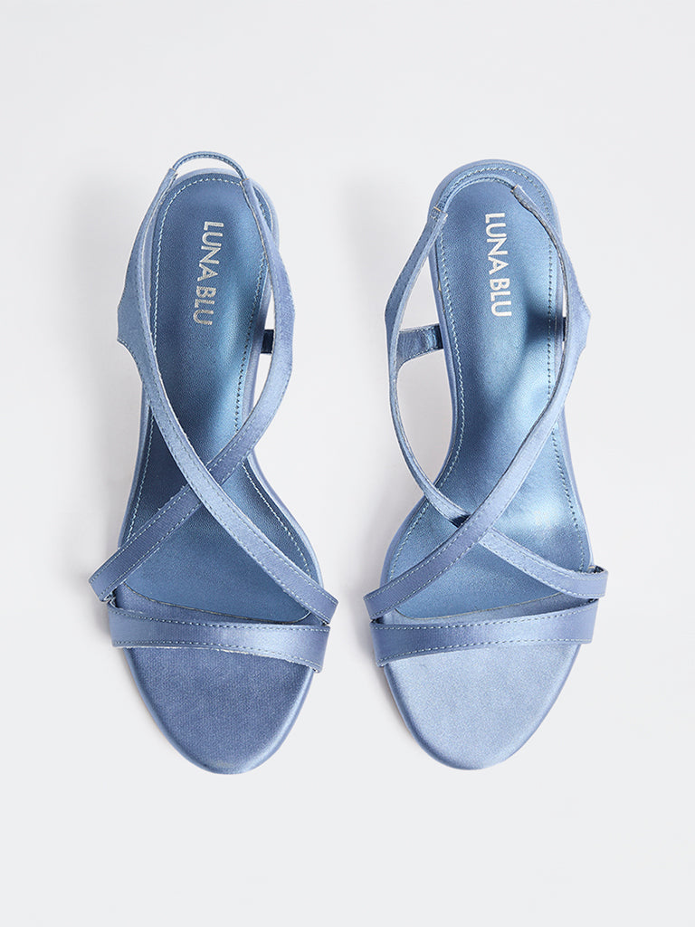 LUNA BLU Blue Criss-Cross Strap Sandals
