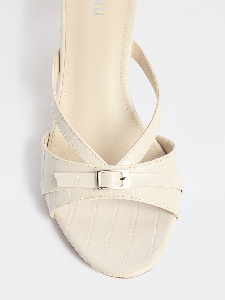 LUNA BLU Ivory Buckle-Detailed Sandals