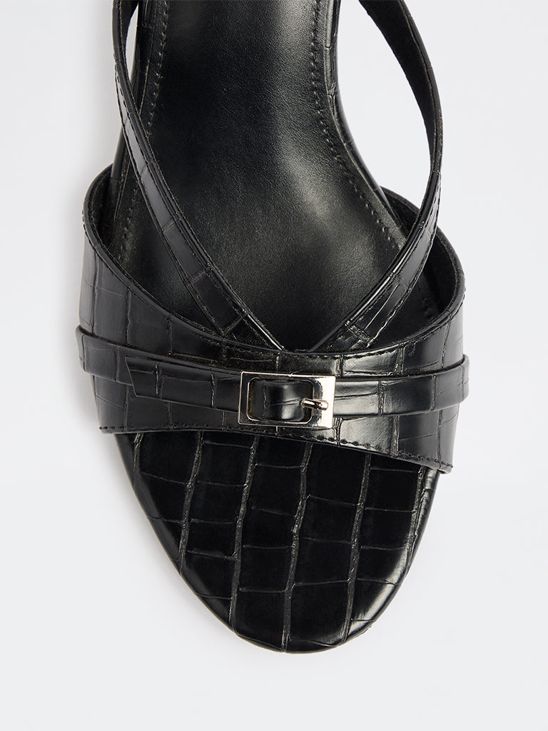 LUNA BLU Black Multi-Strap Heel-Sandals