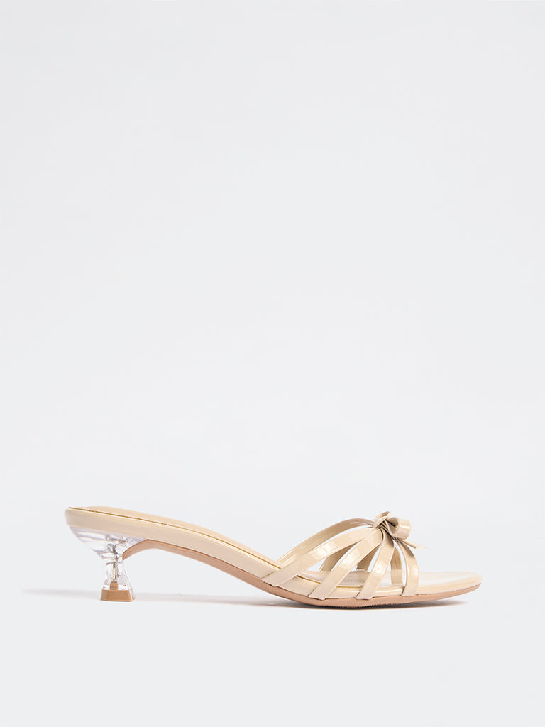 LUNA BLU Light Beige Bow-Detailed Sandals