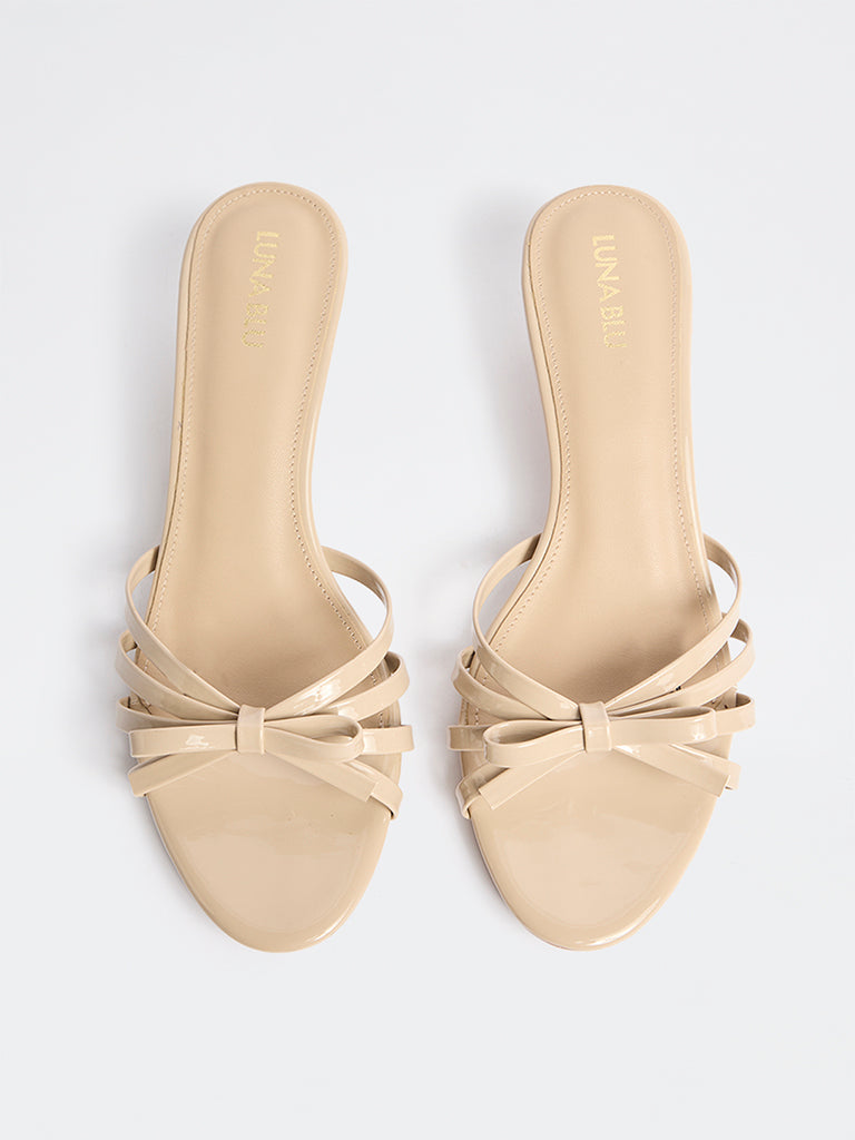 LUNA BLU Light Beige Bow-Detailed Sandals