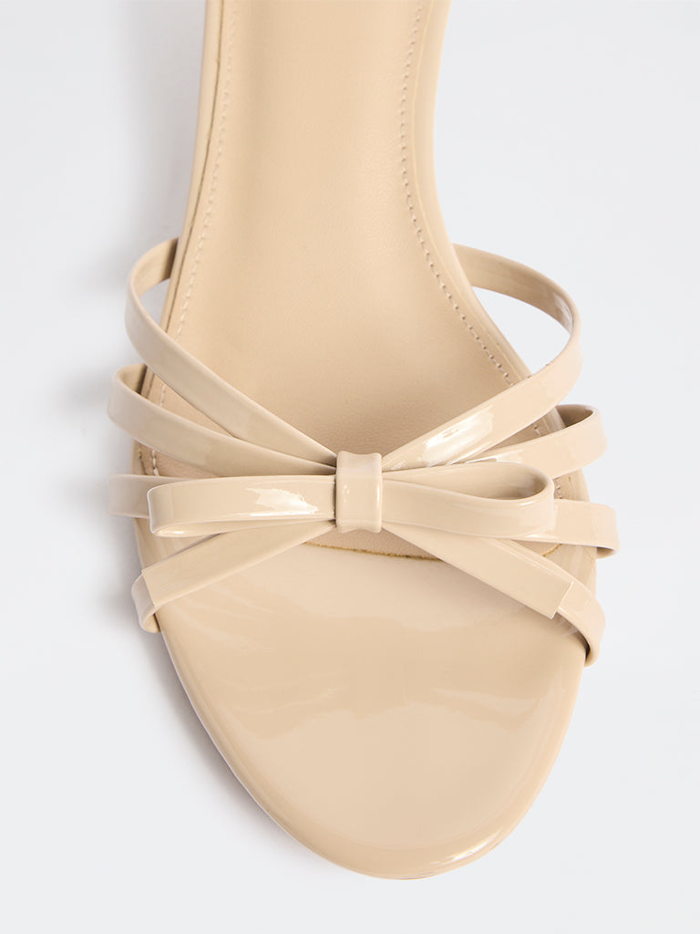 LUNA BLU Light Beige Bow-Detailed Sandals