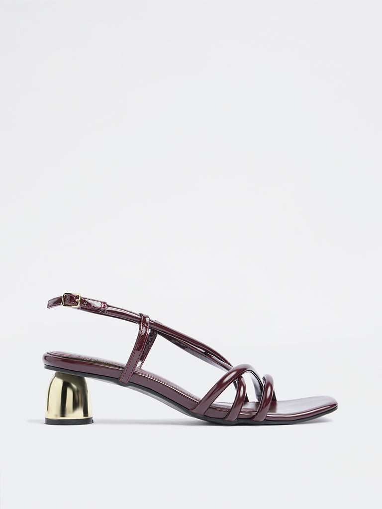 LUNA BLU Burgundy Multi-Strap Heel Sandals