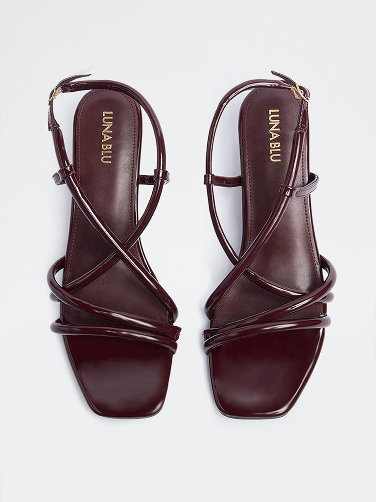 LUNA BLU Burgundy Multi-Strap Heel Sandals