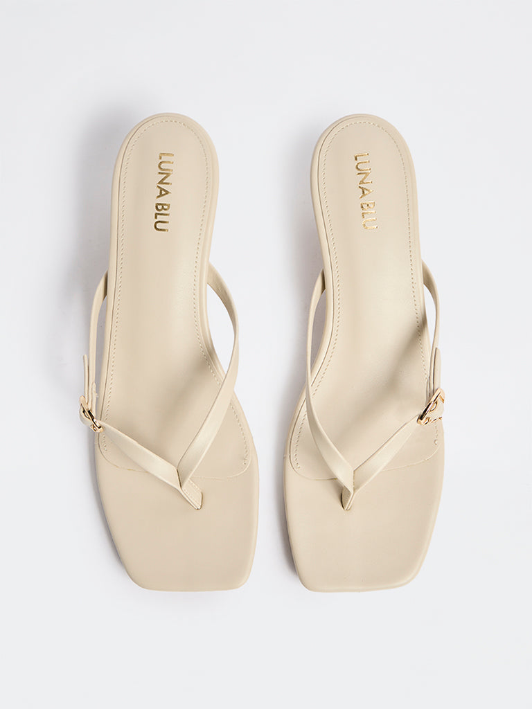 LUNA BLU Ivory Thong-Strap Sandals