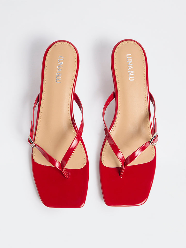 LUNA BLU Red Thong-Strap Sandals