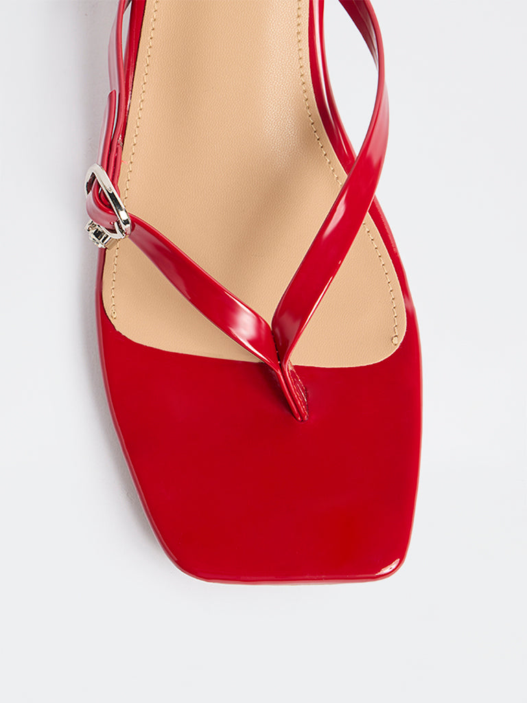 LUNA BLU Red Thong-Strap Sandals