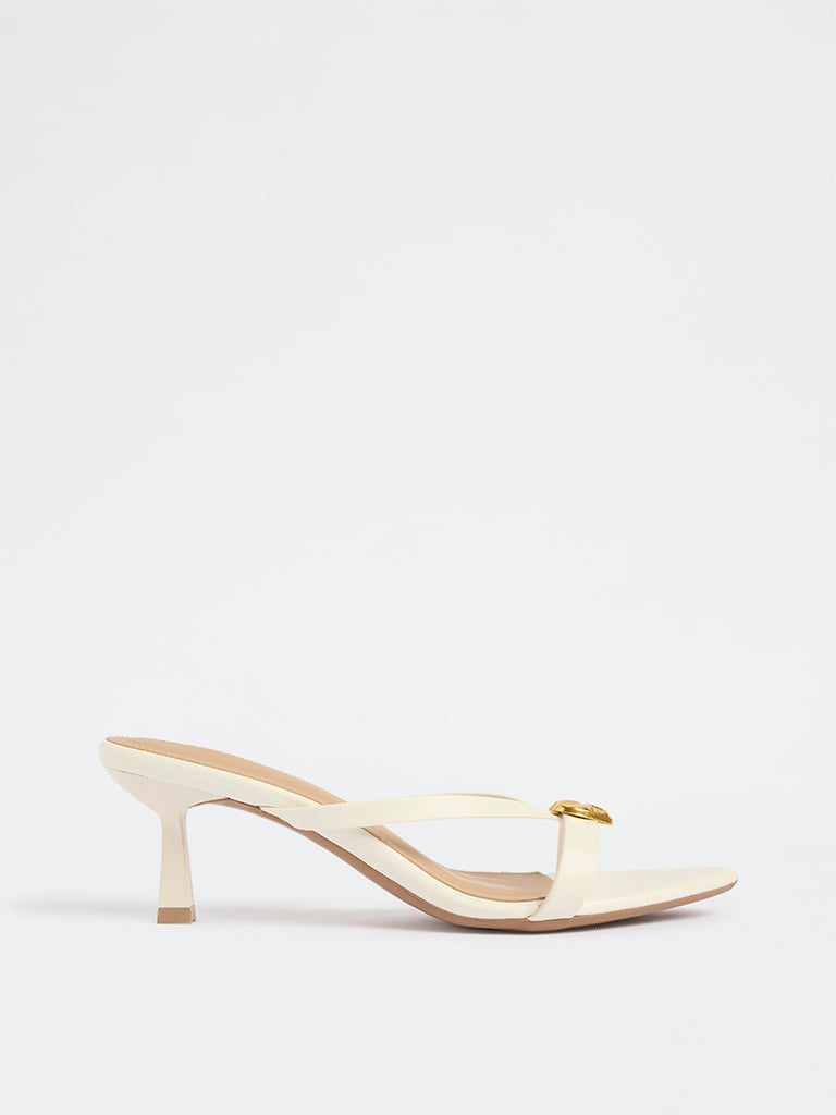 LUNA BLU White Heart-Detailed Heel-Sandals