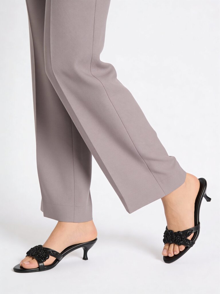 LUNA BLU Black Floral Embellished Kitten-Heel Sandals