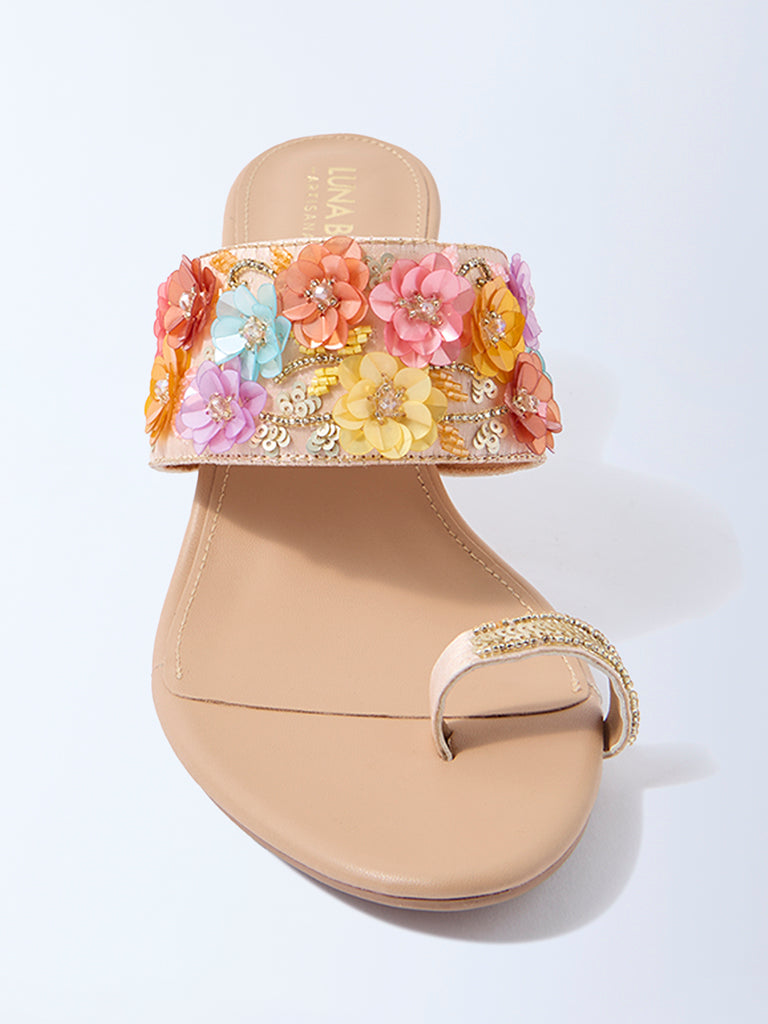 LUNA BLU Multicolour Floral Kolhapuri Sandals