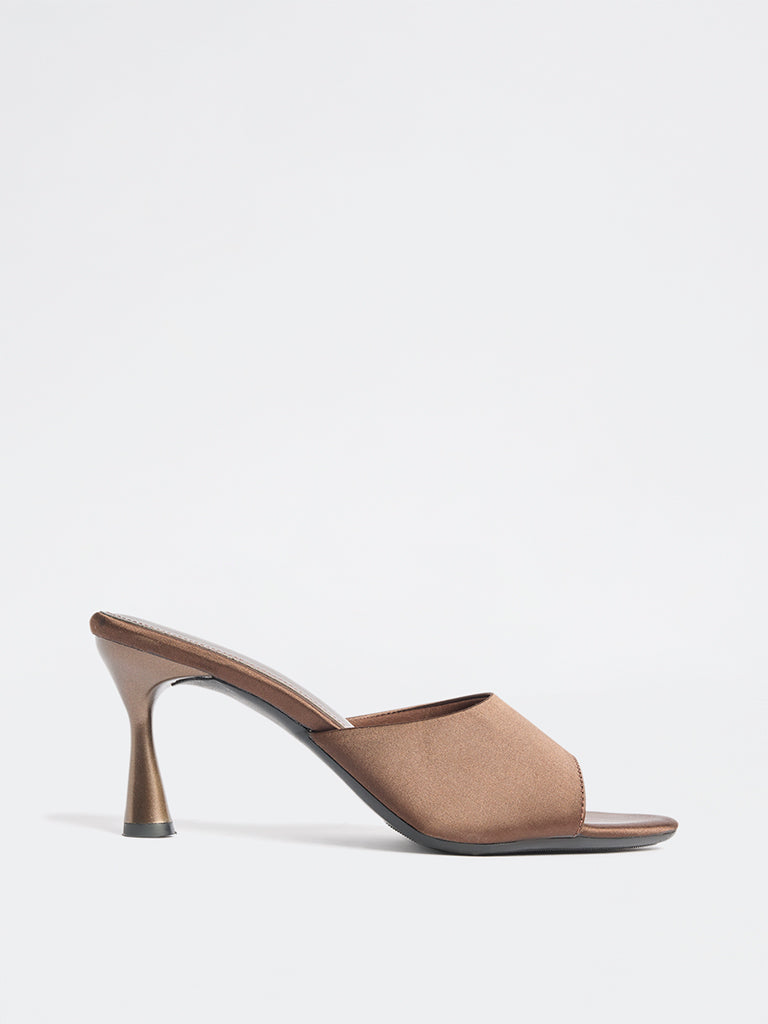 LUNA BLU Brown Mule Heel Sandals
