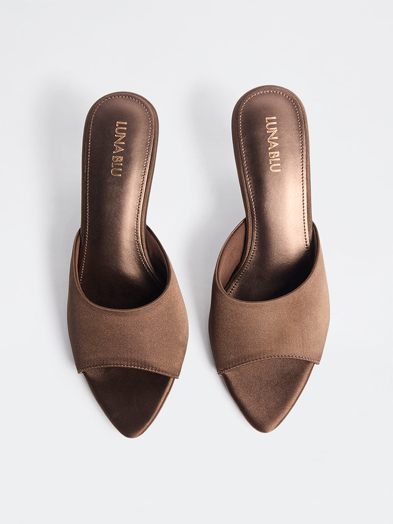 LUNA BLU Brown Mule Heel Sandals