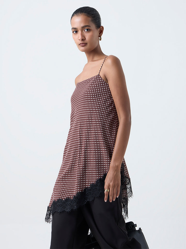 Wardrobe Dark Brown Polka Dot Top