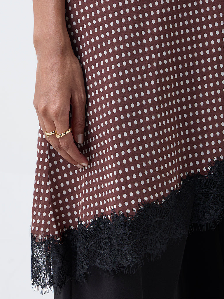 Wardrobe Dark Brown Polka Dot Top
