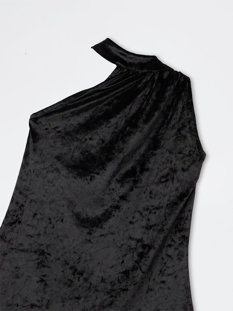 Wardrobe Black Velvet A-Line Dress