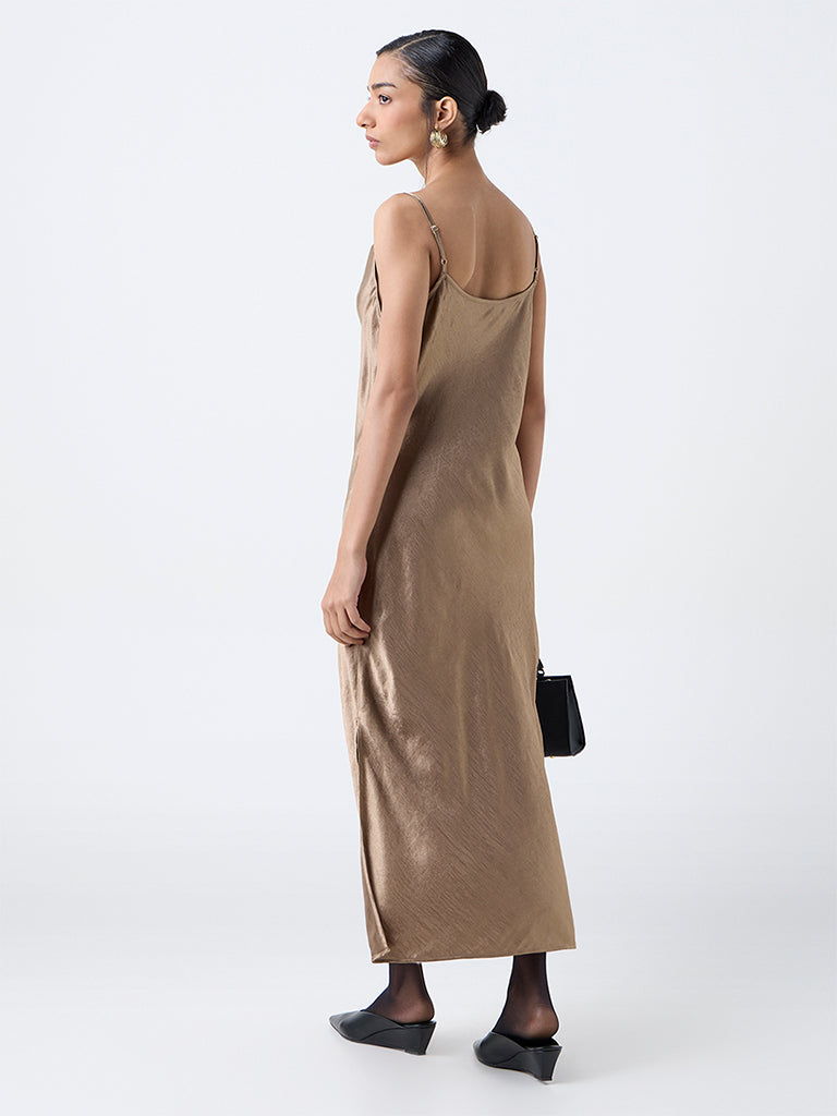Wardrobe Gold Satin Slip Dress