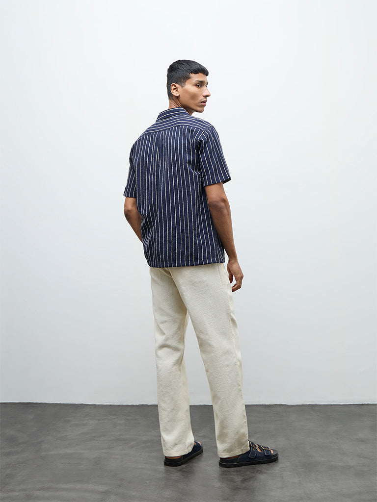 ETA Off-White Textured Relaxed-Fit Mid-Rise Cotton Chinos