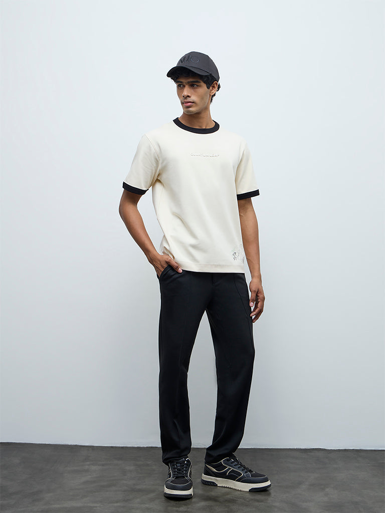 Nuoflexx Off-White Embossed Relaxed-Fit Cotton-Blend T-Shirt