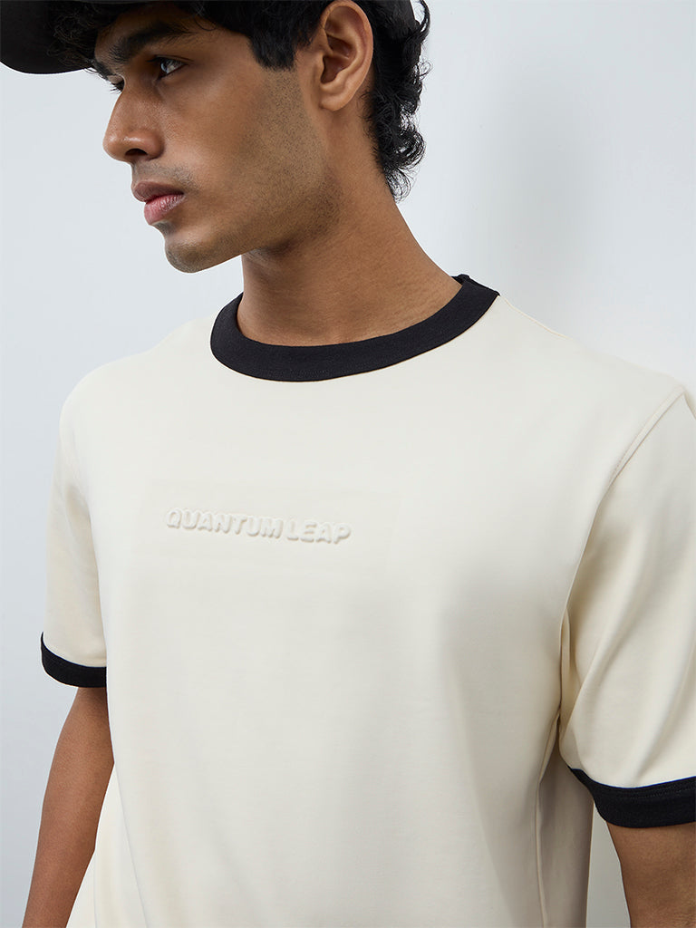 Nuoflexx Off-White Embossed Relaxed-Fit Cotton-Blend T-Shirt