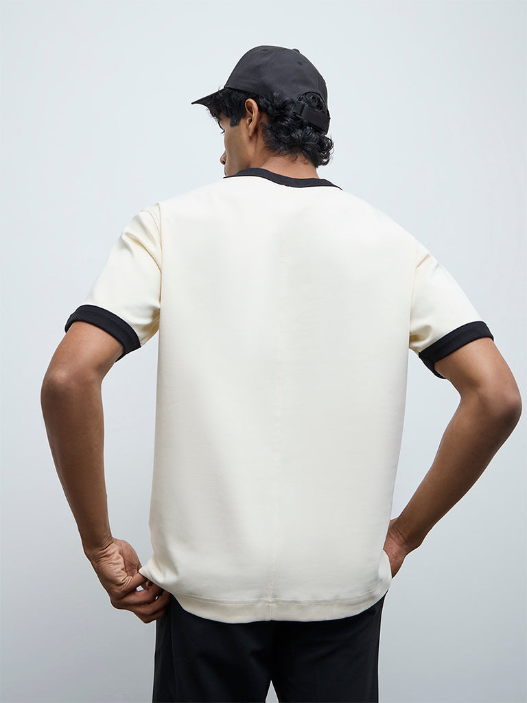 Nuoflexx Off-White Embossed Relaxed-Fit Cotton-Blend T-Shirt