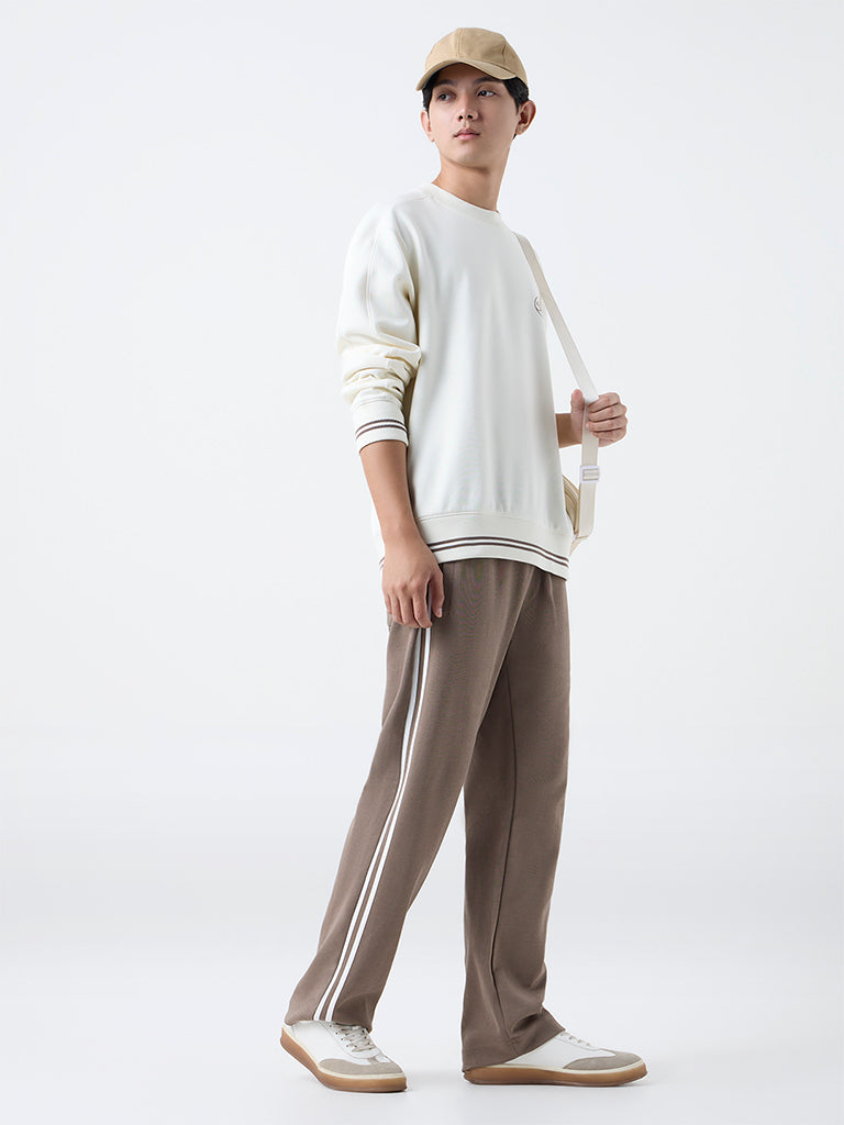 Studiofit Off-White Typographic Relaxed-Fit Sweatshirt