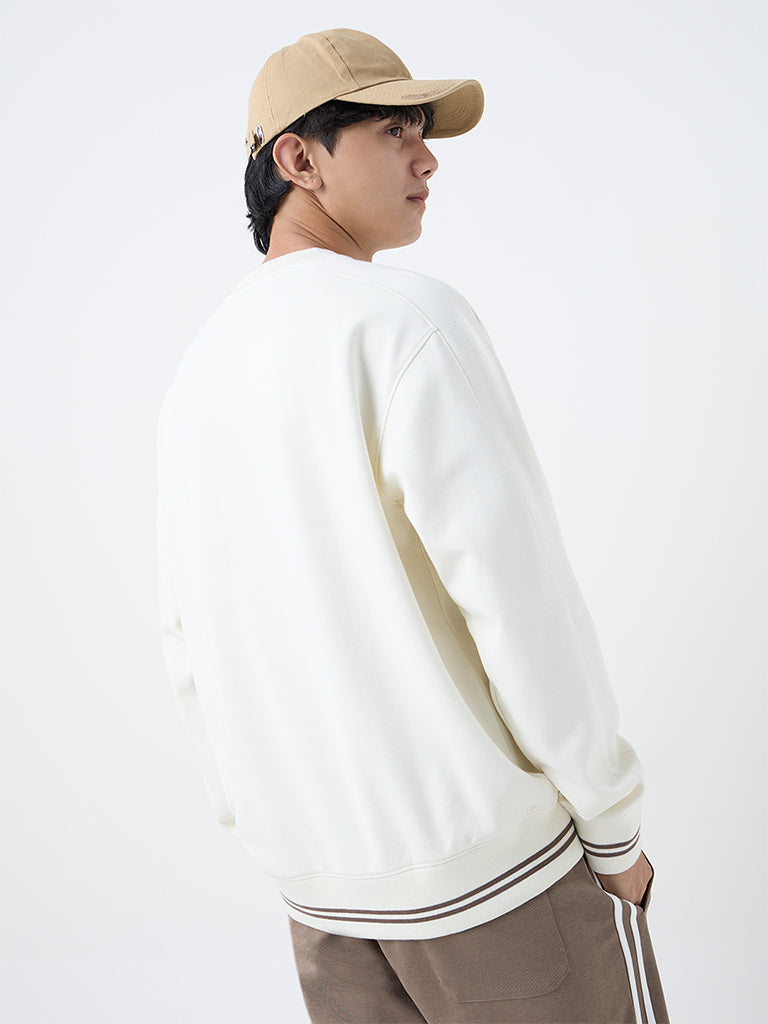 Studiofit Off-White Typographic Relaxed-Fit Sweatshirt