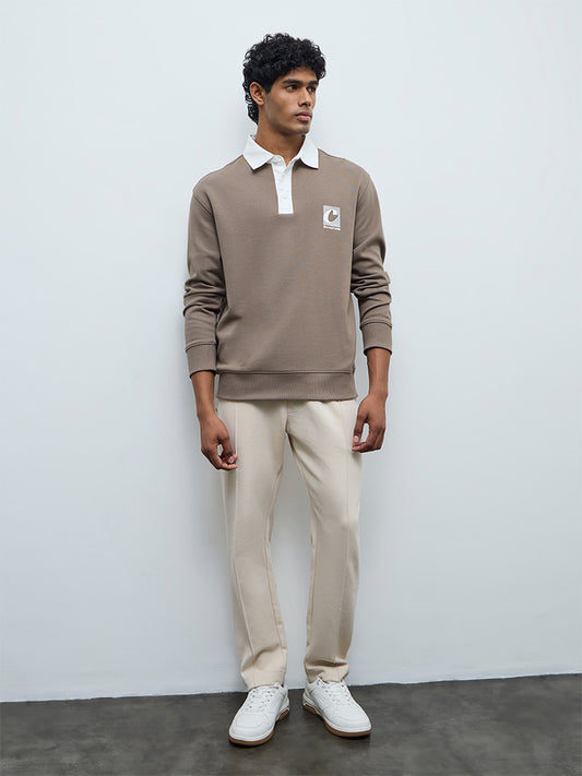 Nuoflexx Off-White Relaxed-Fit Mid-Rise Cotton-Blend Track Pants