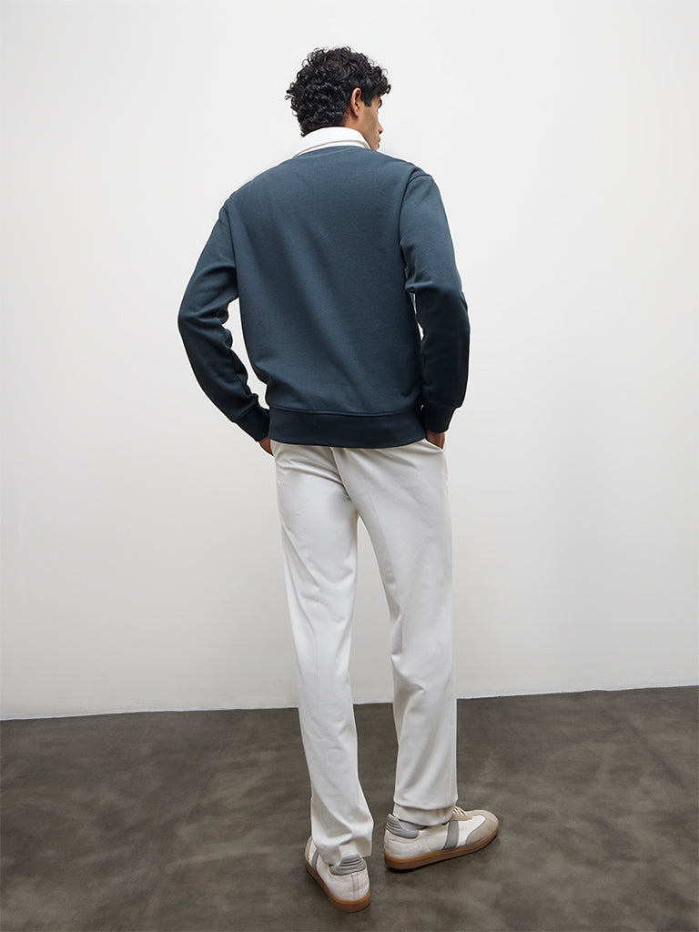 Nuoflexx White Pipeline-Detail Relaxed-Fit Mid-Rise Pants