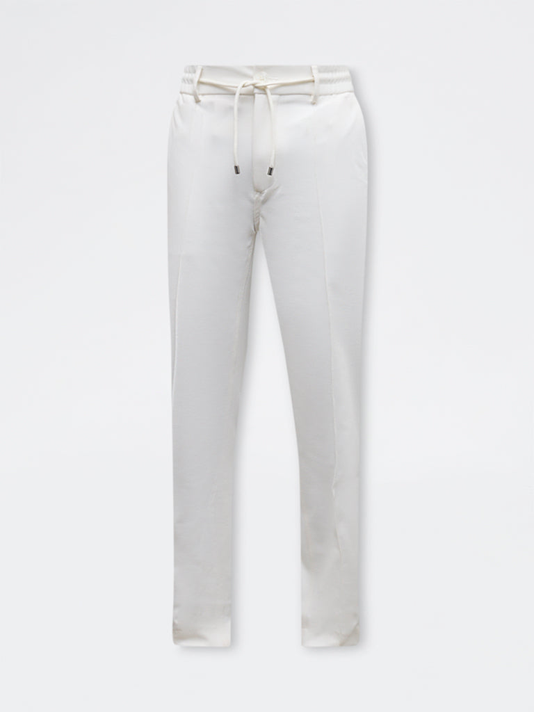 Nuoflexx White Pipeline-Detail Relaxed-Fit Mid-Rise Pants