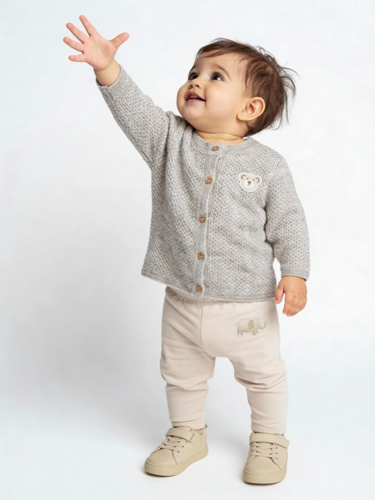 HOP Baby Boys Brown Knit-Textured Sweater