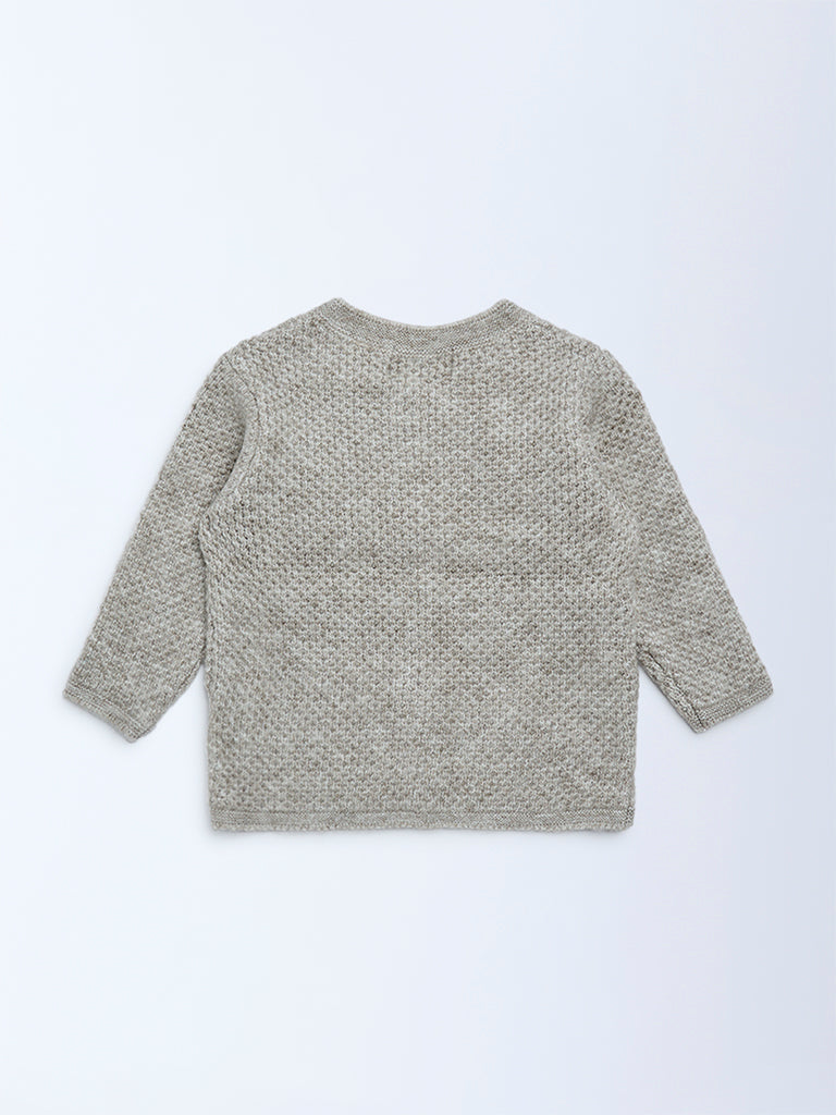 HOP Baby Boys Brown Knit-Textured Sweater