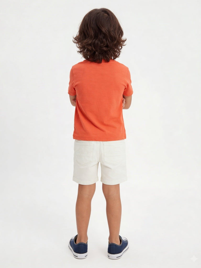 HOP Kids Boys Off-White Mid-Rise Denim Shorts
