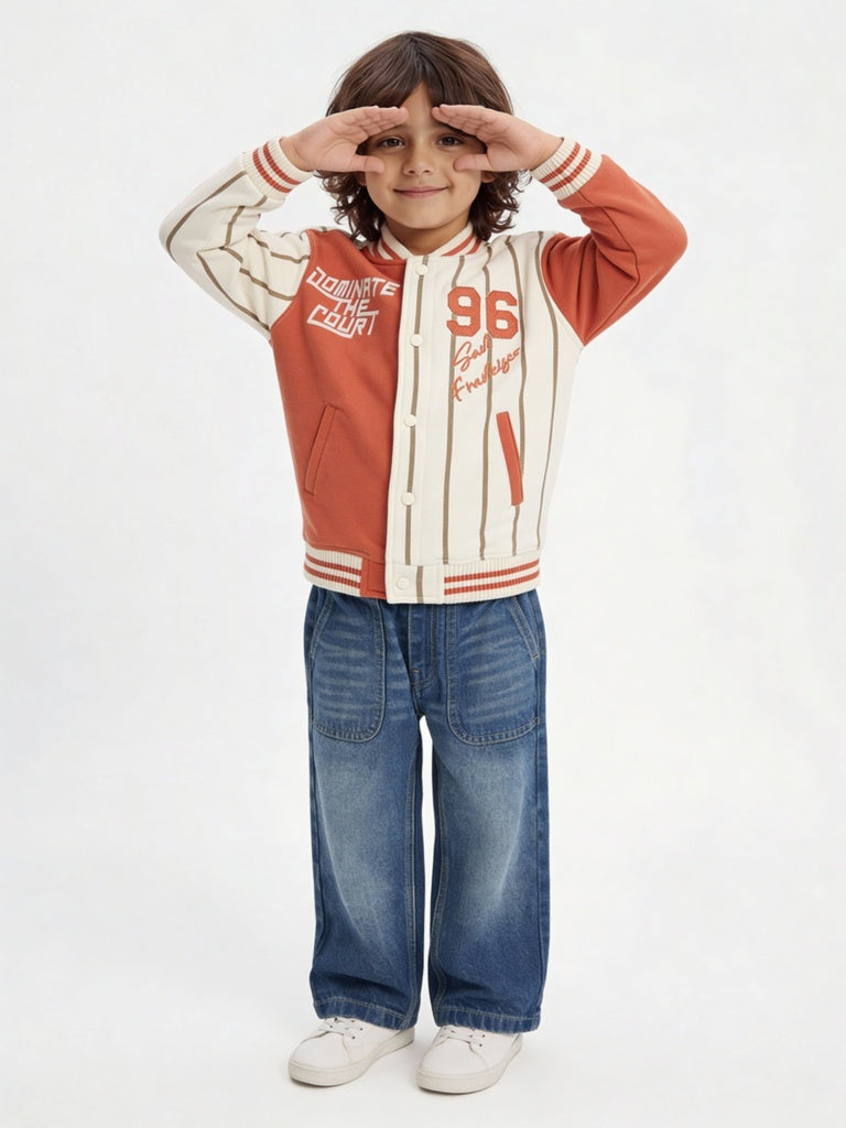 HOP Kids Boys Cream Cotton-Blend Bomber Jacket