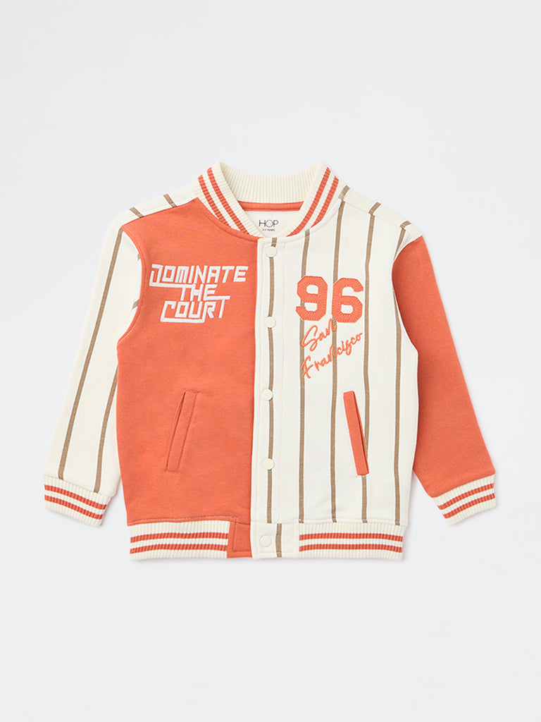 HOP Kids Boys Cream Cotton-Blend Bomber Jacket