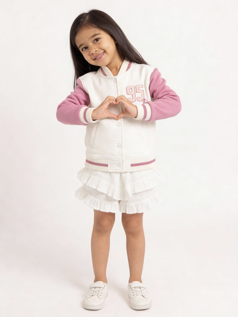 HOP Kids Girls Off-White Typographic Cotton-Blend Jacket