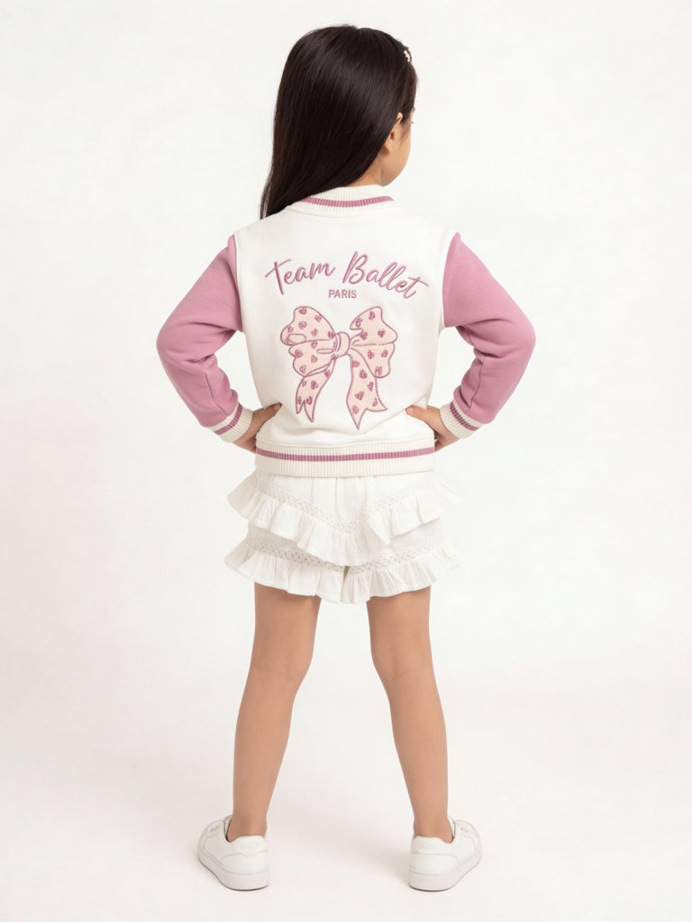 HOP Kids Girls Off-White Typographic Cotton-Blend Jacket