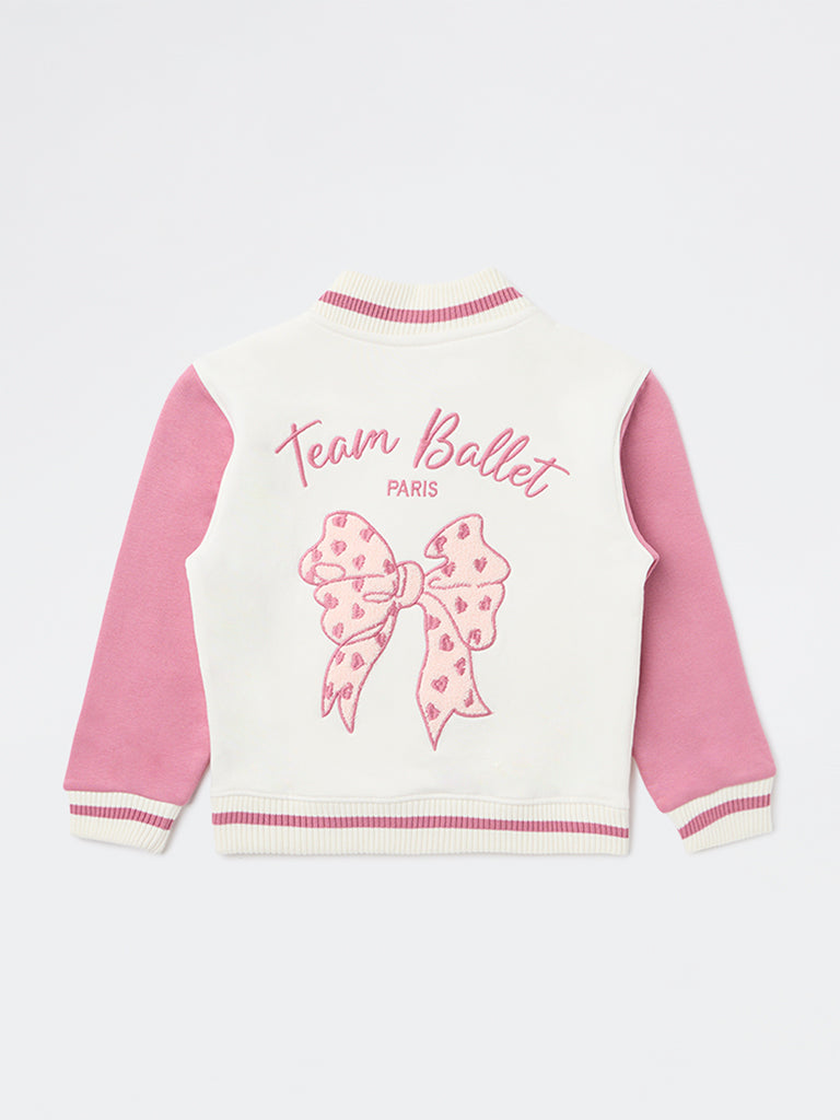 HOP Kids Girls Off-White Typographic Cotton-Blend Jacket