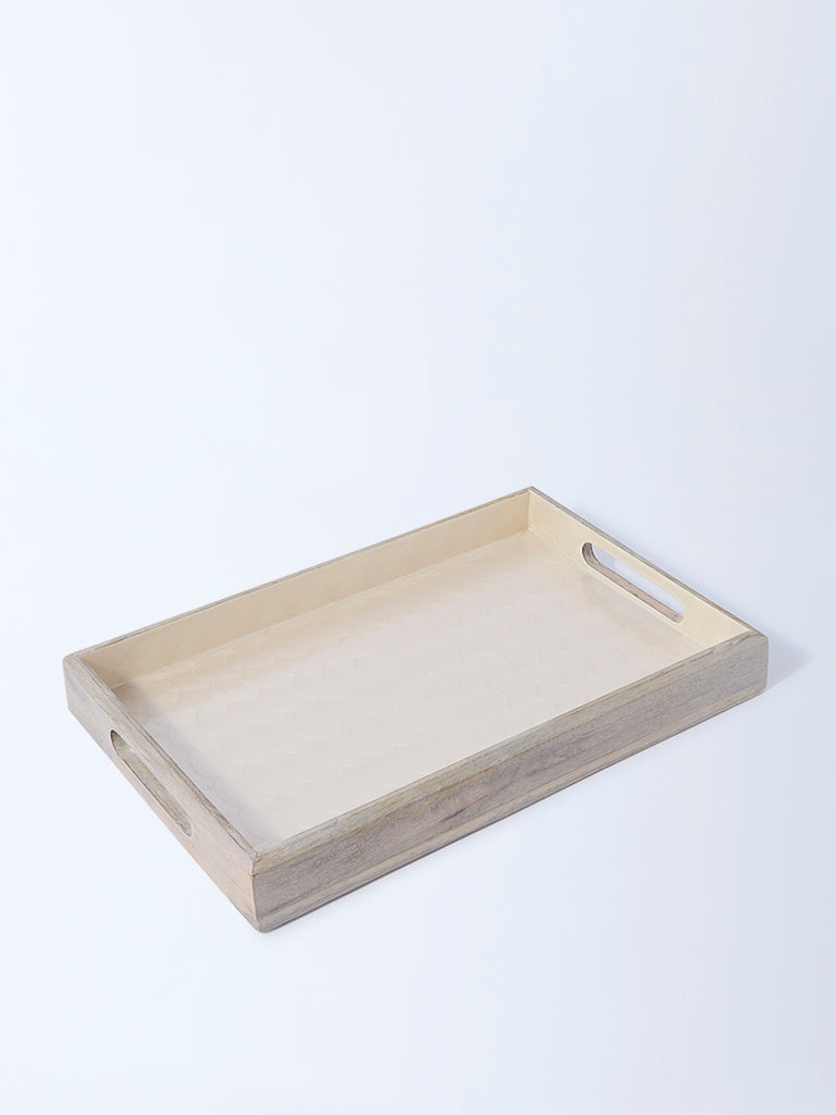 Westside Home Beige Shell-Detailed Enamel Tray