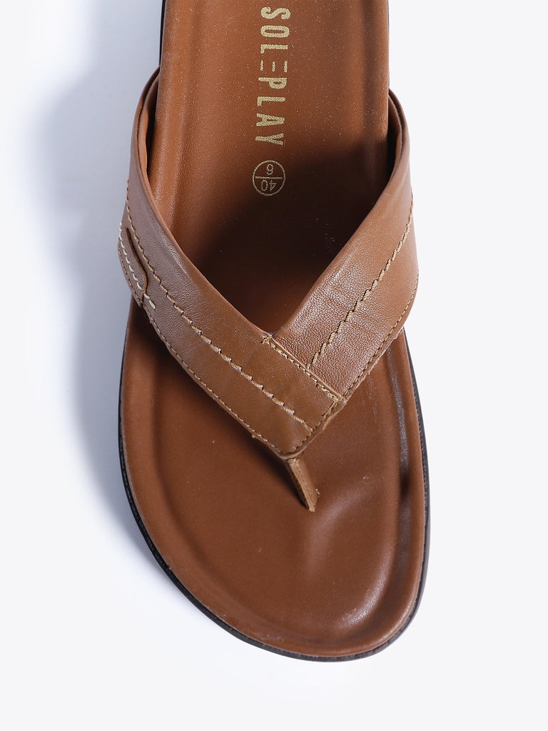 SOLEPLAY Tan Comfort Thong Sandals