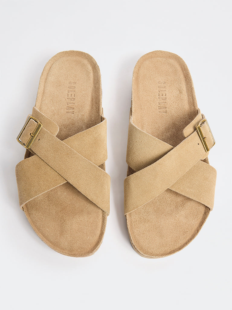 SOLEPLAY Taupe Criss-Cross Suede Sandals