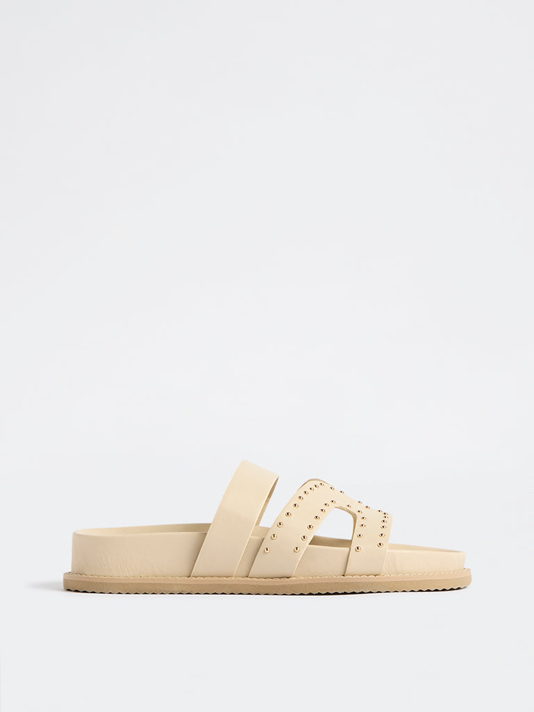 LUNA BLU Ivory Stud Detailed Comfort Sandals
