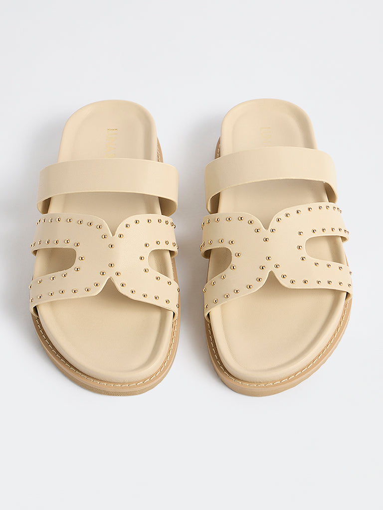 LUNA BLU Ivory Stud Detailed Comfort Sandals