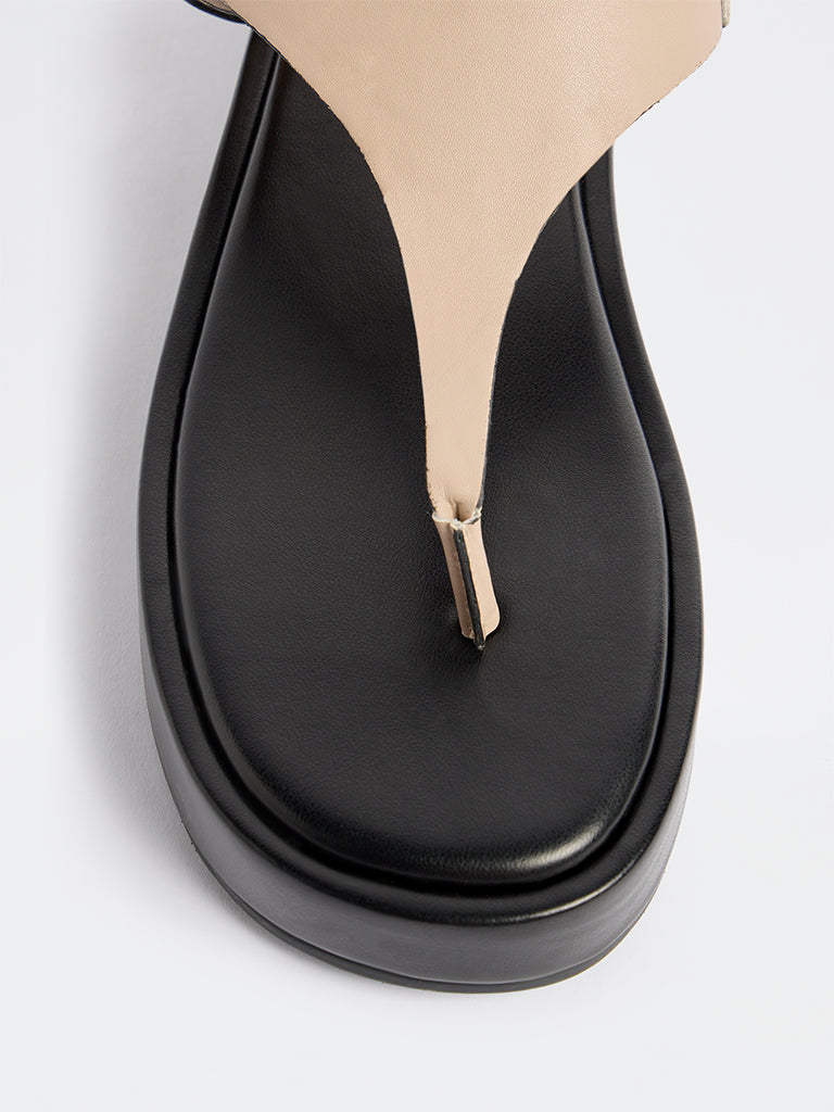 LUNA BLU Taupe Thong-Strap Sandals